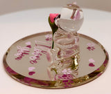 Handcrafted Glass Bear with Rose Figurine | I Love You Gift for Someone Special