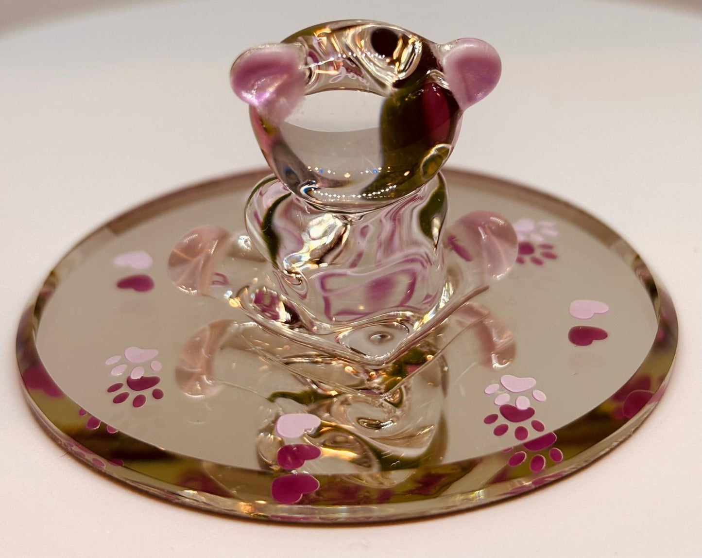 Handcrafted Glass Bear with Rose Figurine | I Love You Gift for Someone Special