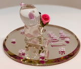 Handcrafted Glass Bear with Rose Figurine | I Love You Gift for Someone Special