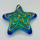 Blue Green Glass Starfish Figurine Coastal Beach Decor Accent