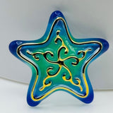 Blue Green Glass Starfish Figurine Coastal Beach Decor Accent