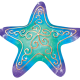 Blue Green Glass Starfish Figurine Coastal Beach Decor Accent