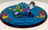 Sea Turtle Figurine "Happy Place" Ocean Beach Glass Decor with Crystals