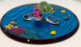 Sea Turtle Figurine "Happy Place" Ocean Beach Glass Decor with Crystals