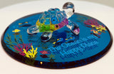 Sea Turtle Figurine "Happy Place" Ocean Beach Glass Decor with Crystals