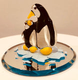 Penguin and Baby Glass Figurine Handcrafted Home Decorations Gift