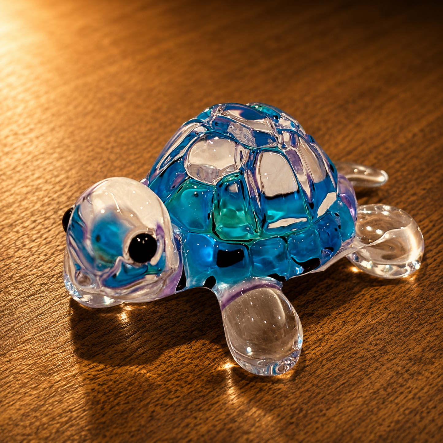 Blue Turtle Figurine – Handcrafted Glass Sea Turtle Gift & Ocean Decor