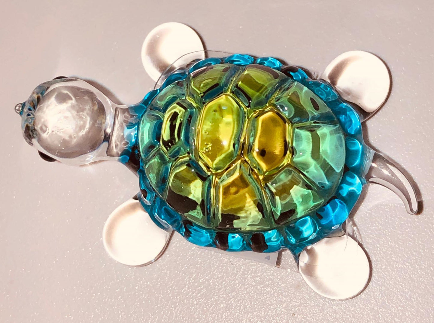 Mini Green Turtle Glass Figurine Cute Ocean Animal Decor