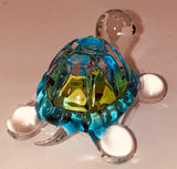 Glass Turtle Figurine Handcrafted Green Turtle Animal Decor Gift Ideas