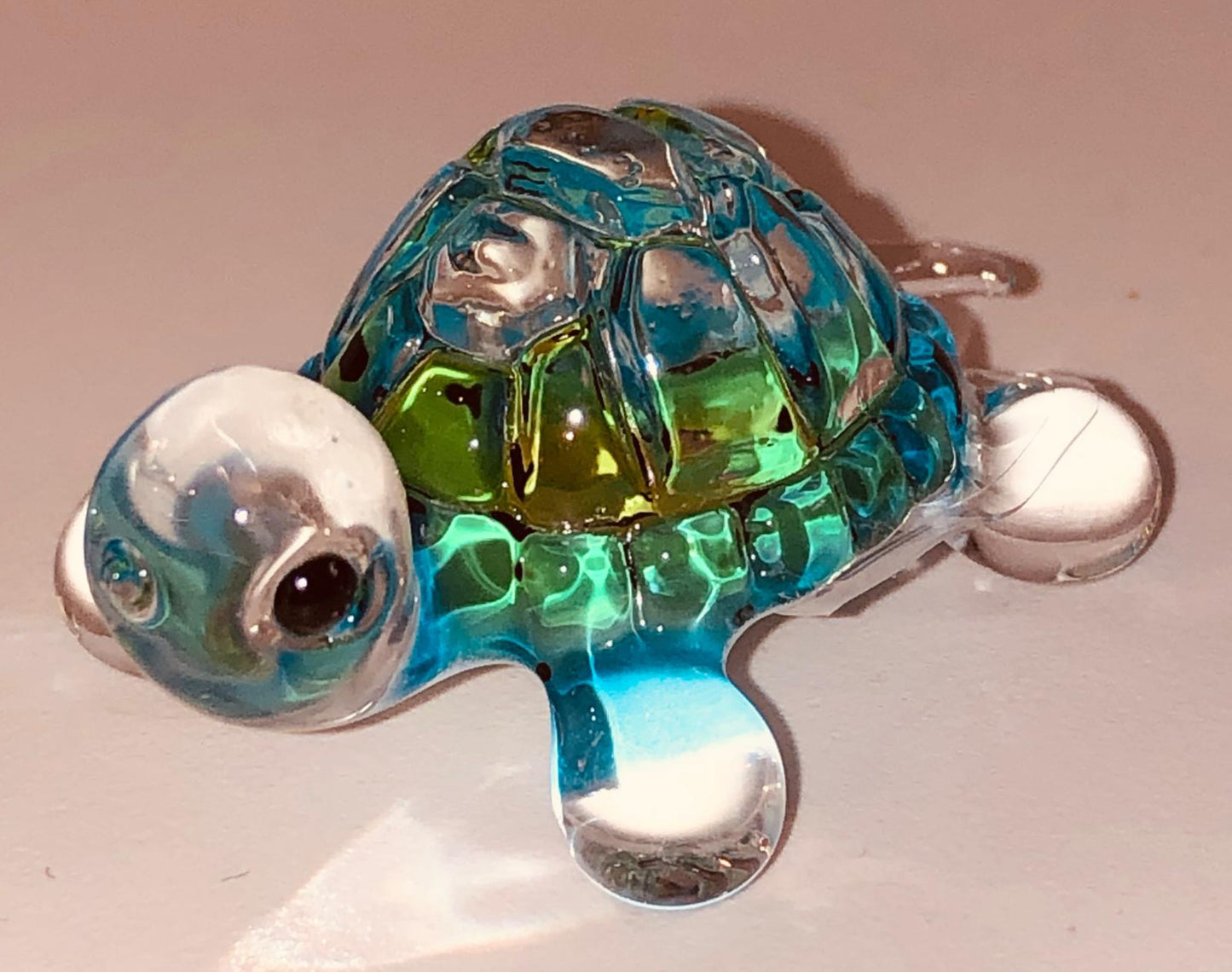 Mini Green Turtle Glass Figurine Cute Ocean Animal Decor