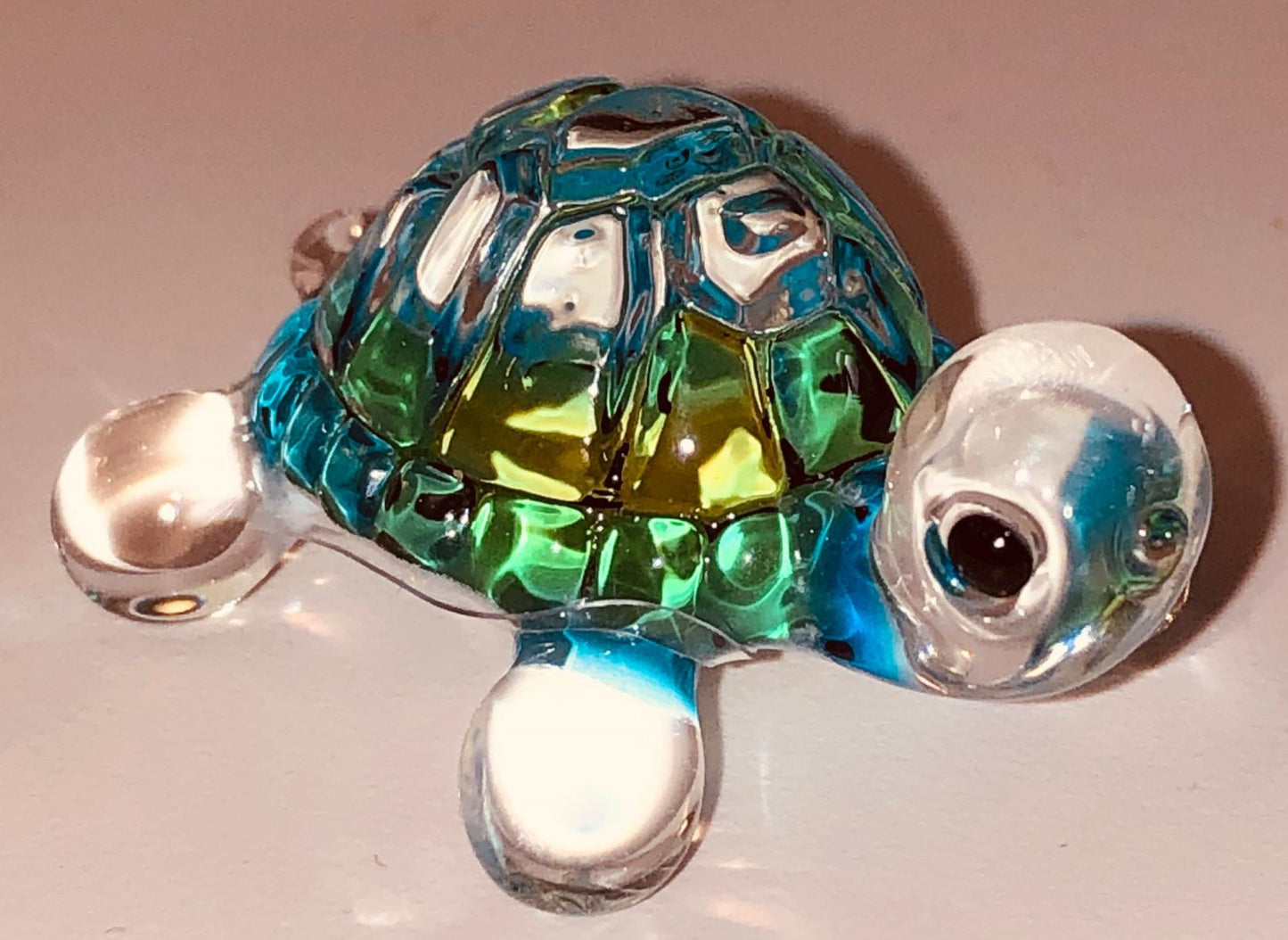 Mini Green Turtle Glass Figurine Cute Ocean Animal Decor