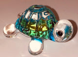 Glass Turtle Figurine Handcrafted Green Turtle Animal Decor Gift Ideas