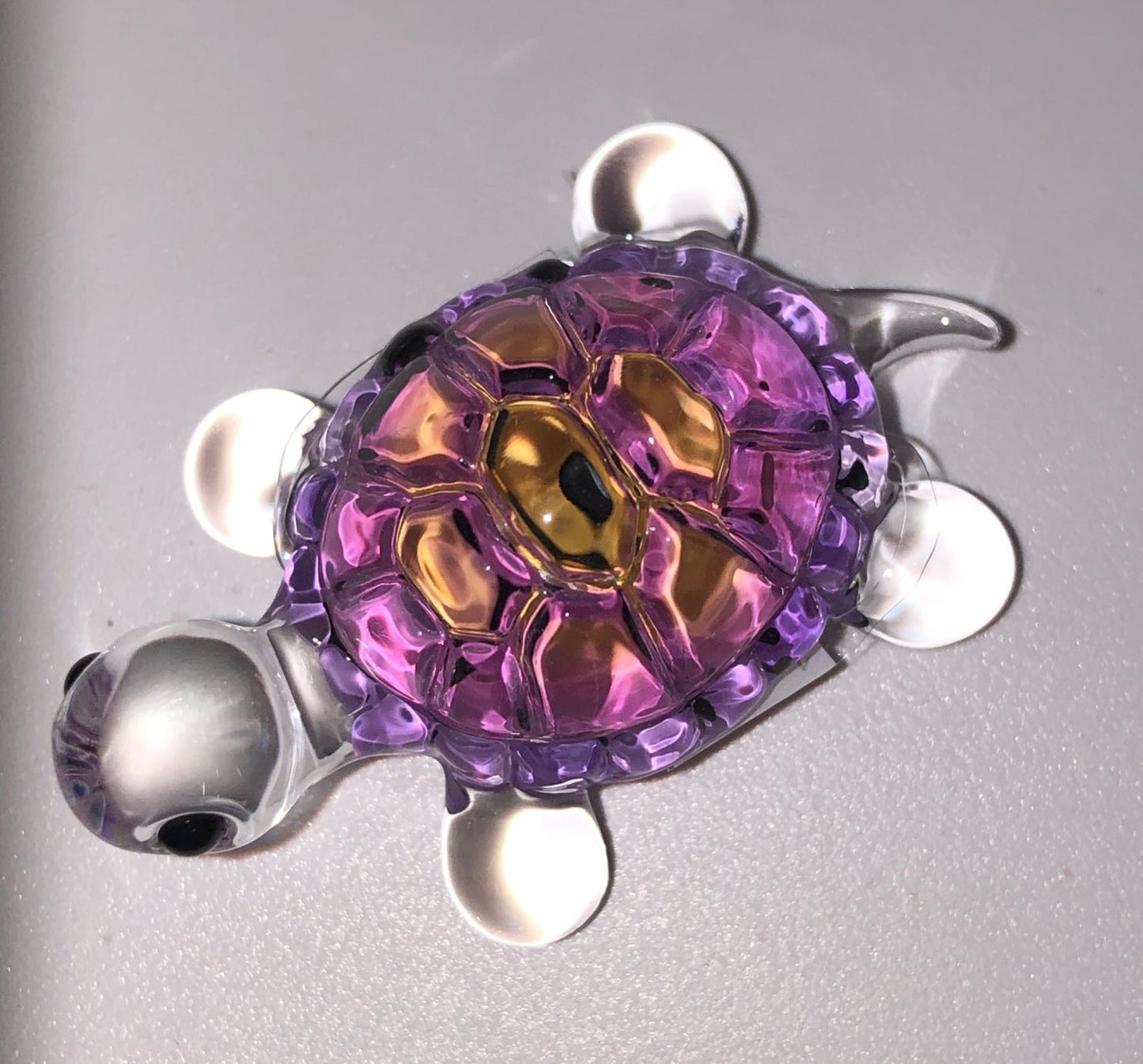 Pink Turtle Figurine – Handcrafted with Crystals & Airbrushed Detail