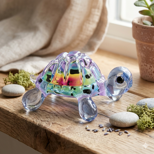 tie dye glass turtle figurine mini sea turtle coastal decor colorful marine animal collectible