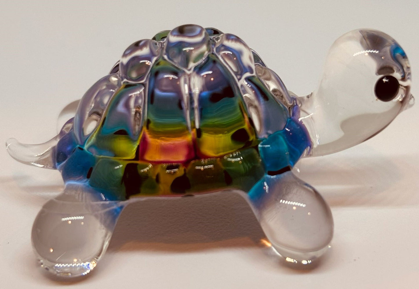 Tie Dye Turtle Glass Figurine Mini Sea Turtle Decor Beach Gift Coastal Collectible Animal Sculpture