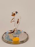 Sunset Dolphin Glass Figurine | Handcrafted Ocean Decor with Crystal and Gold Accents