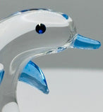 Glass Dolphin Figurine on Mirror Base Coastal Ocean Decor