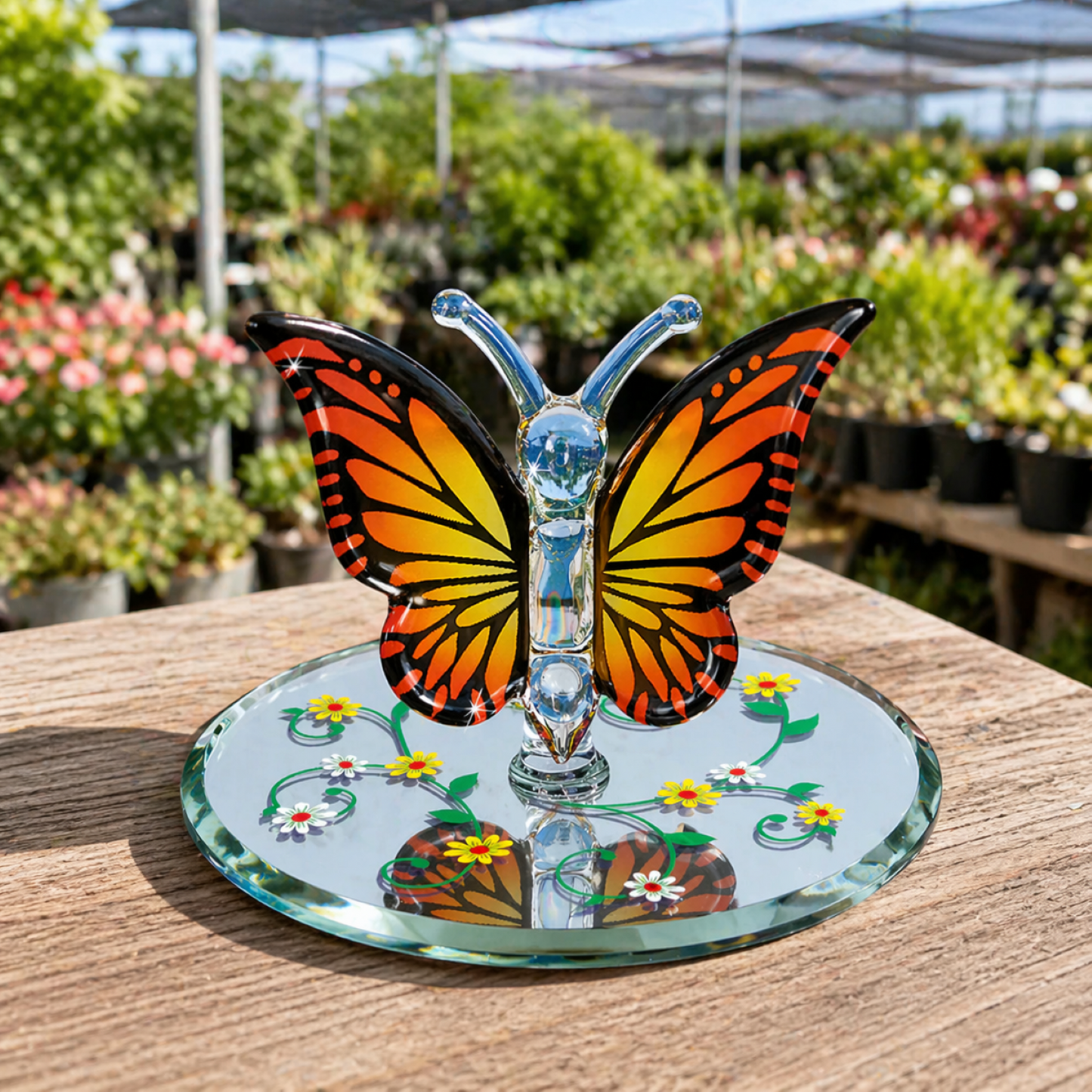 Monarch Butterfly Glass Figurine Butterfly Decor Home Display Collectible