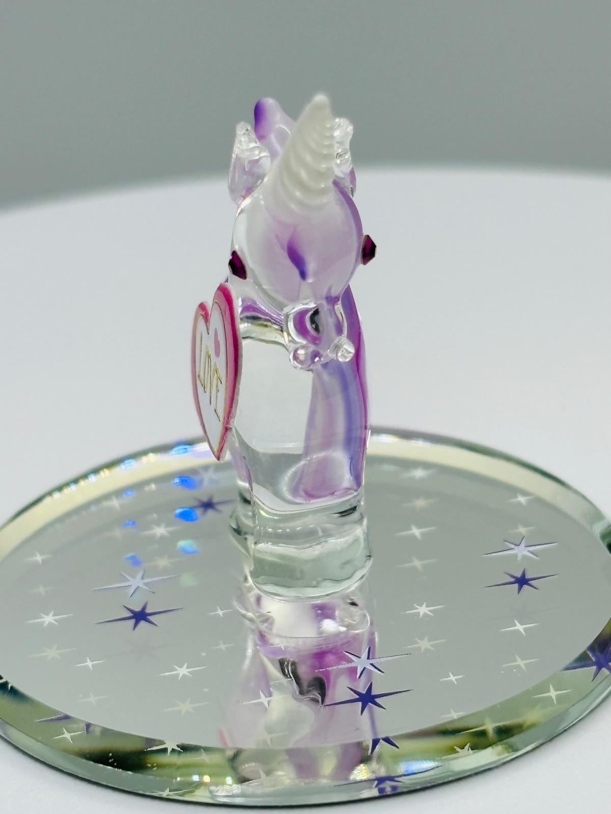 Glass Unicorn Love Figurine Fantasy Unicorn Gift with Heart Decor Collectible Display