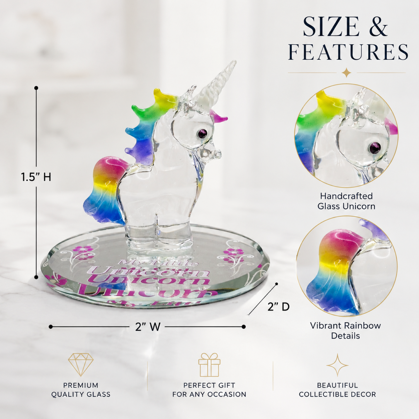 My Little Unicorn Figurine | Glass Fantasy Collectible Gift Décor