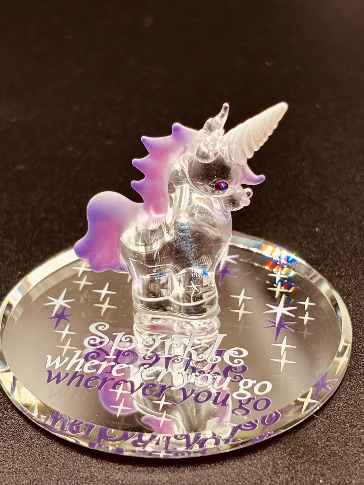 Sparkle Unicorn Figurine | Handcrafted Glass Fantasy Unicorn Gift Décor