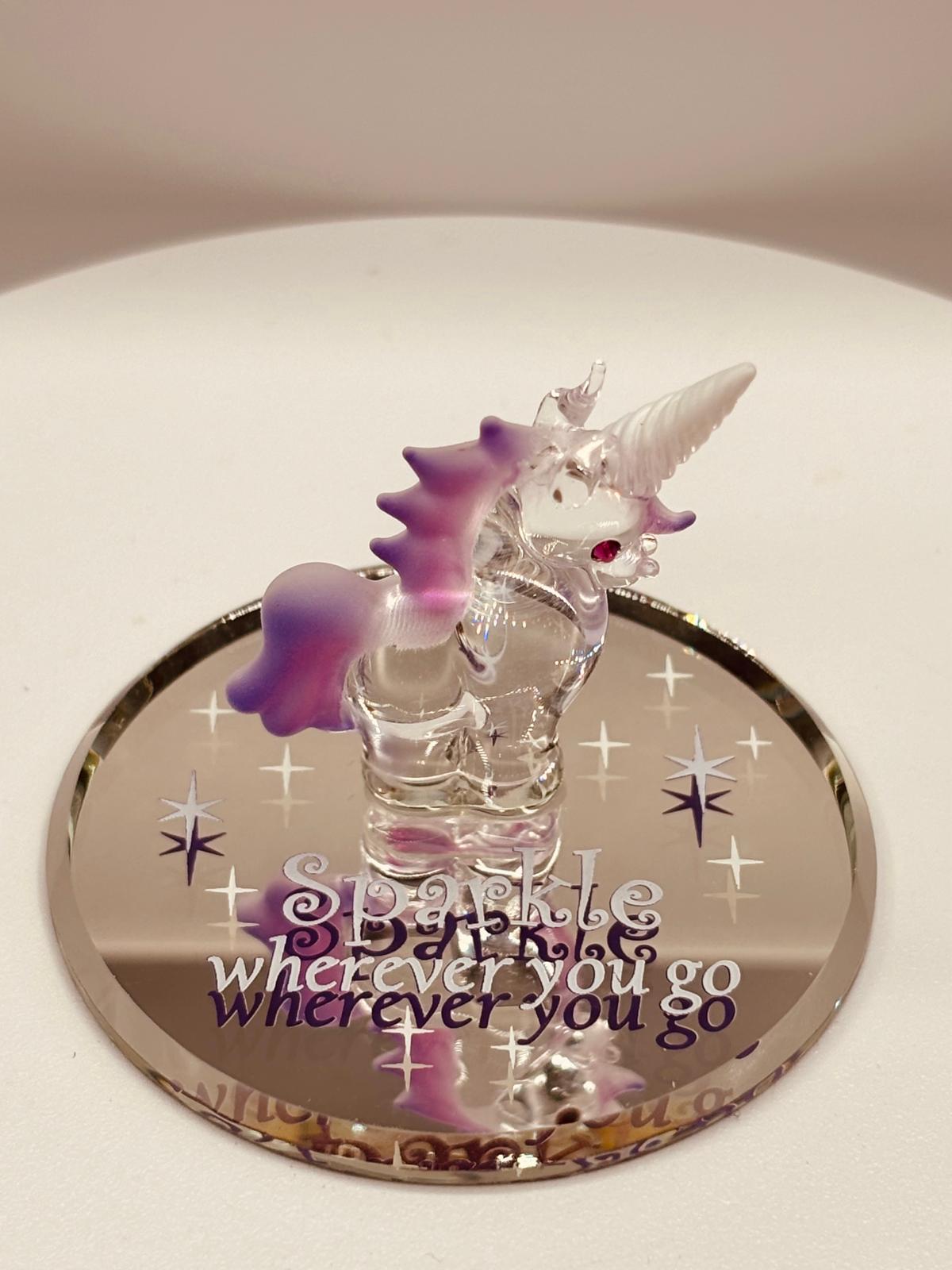 Sparkle Unicorn Figurine | Handcrafted Glass Fantasy Unicorn Gift Décor