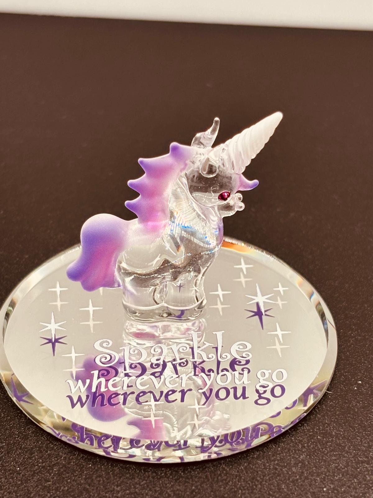 Sparkle Unicorn Figurine | Handcrafted Glass Fantasy Unicorn Gift Décor