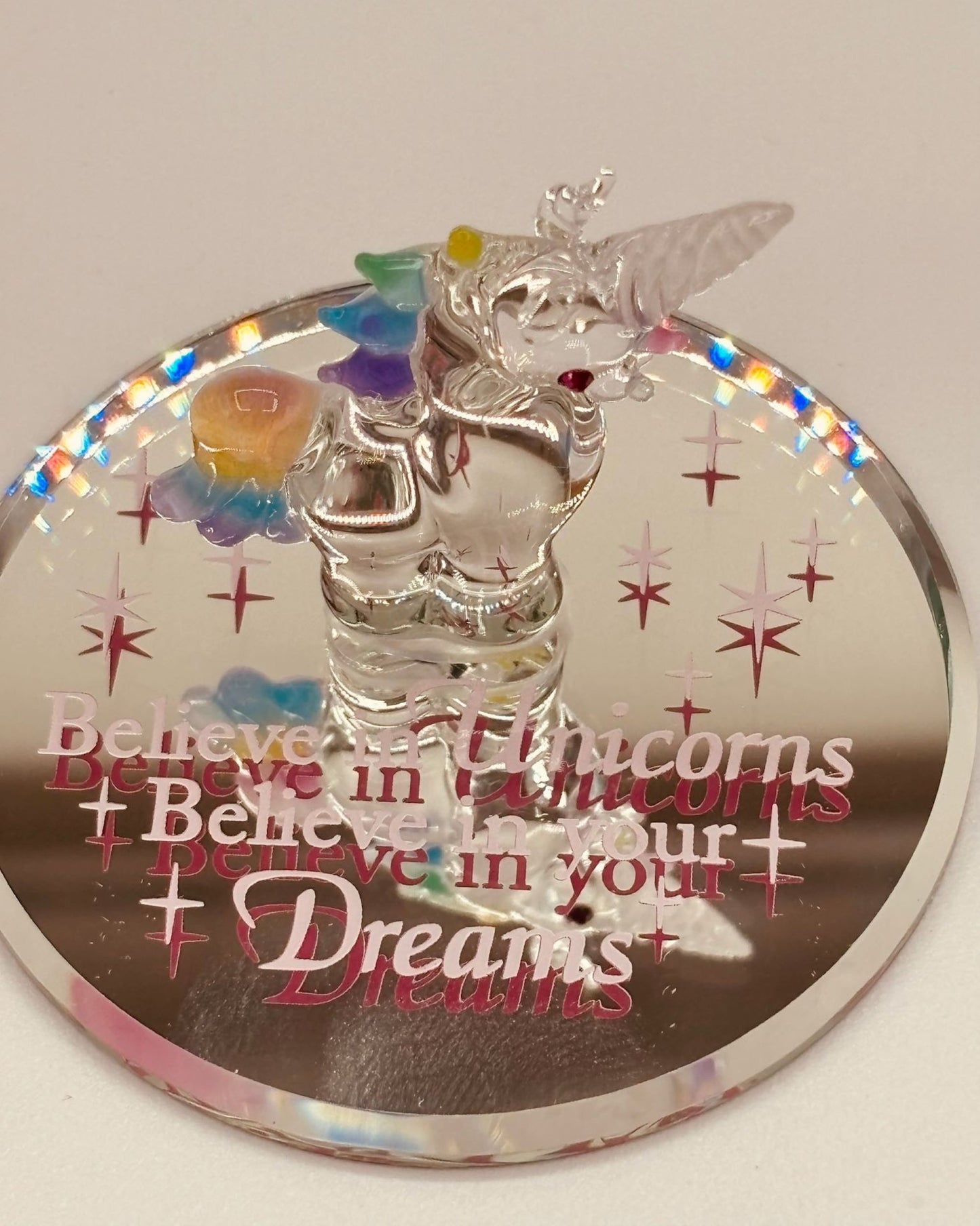 Believe in Unicorns Glass Figurine | Handcrafted Unicorn Fantasy Décor