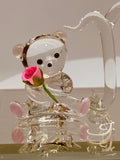 Mom with Bear Figurine Handcrafted Glass Gift for Mom