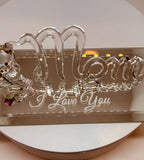Mom with Bear Figurine Handcrafted Glass Gift for Mom