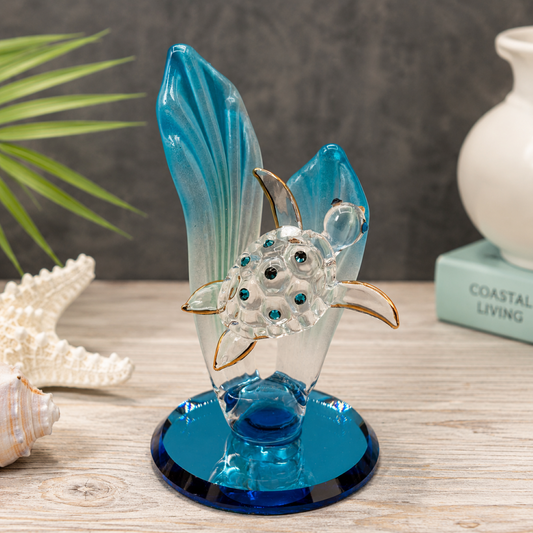 Sea Turtle Collectible Glass Figurine | Beach House Decor Gift