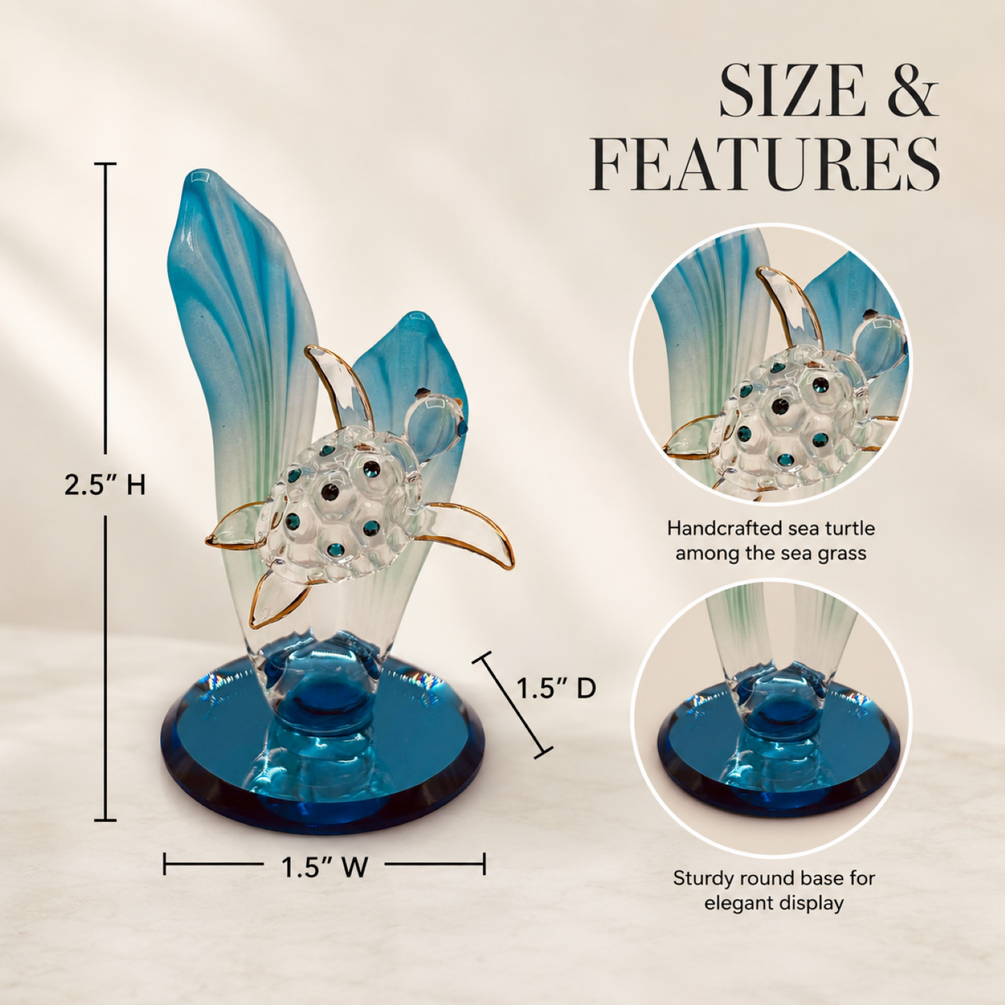 Sea Turtle Collectible Glass Figurine | Beach House Decor Gift