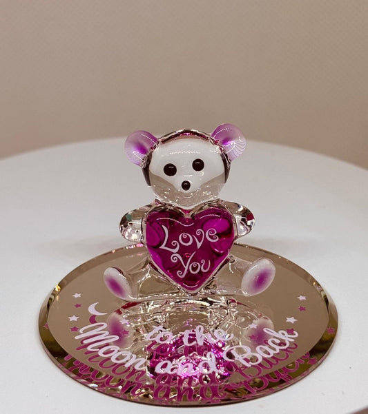 “I Love You Mom” Bear Figurine | Glass Mother’s Day Gift Décor