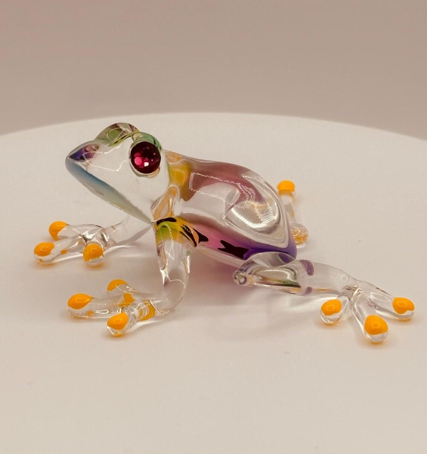 Tropical Frog Glass Figurine | Colorful Crystal Frog Nature Décor