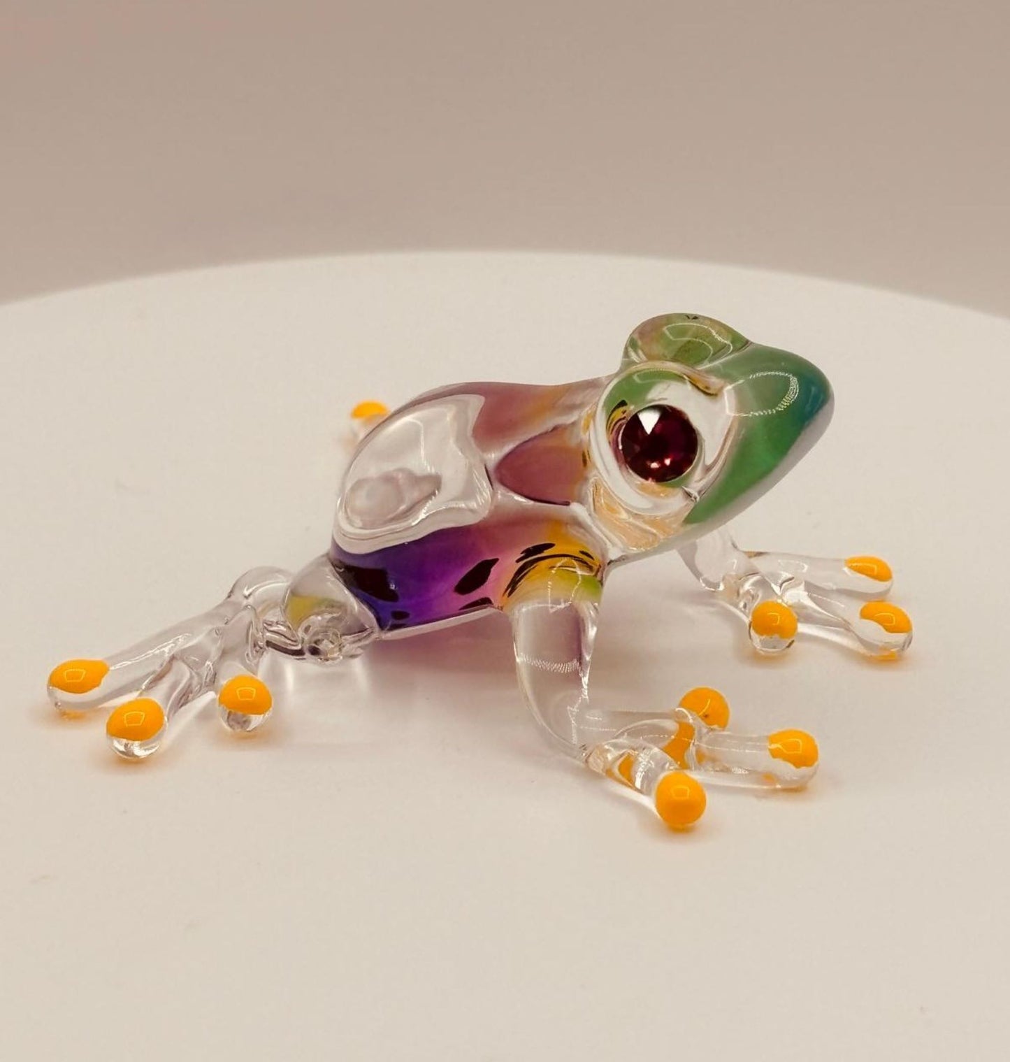 Tropical Frog Glass Figurine | Colorful Crystal Frog Nature Décor