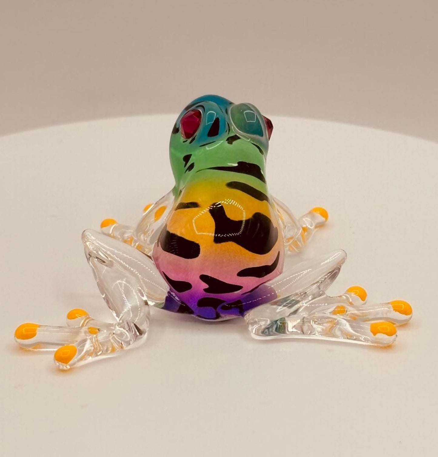 Tropical Frog Glass Figurine | Colorful Crystal Frog Nature Décor