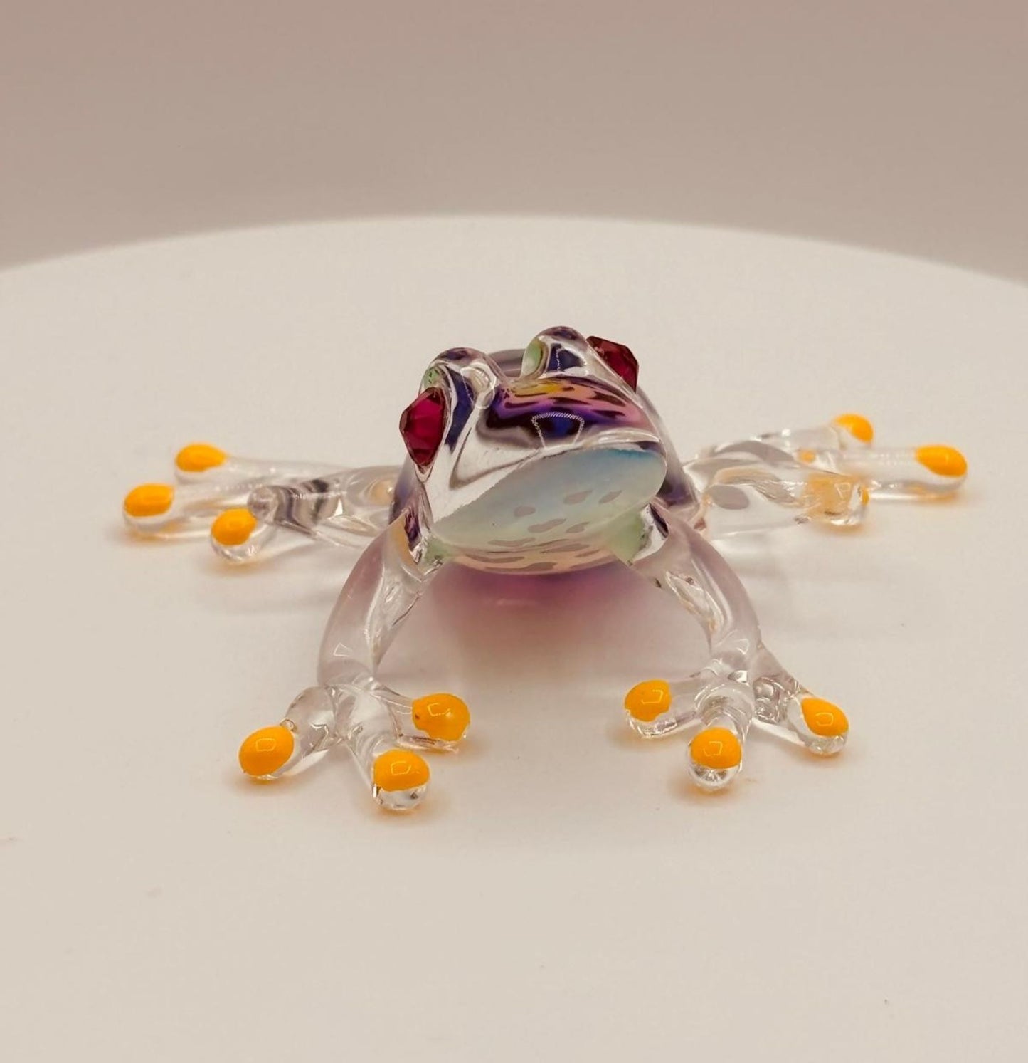 Tropical Frog Glass Figurine | Colorful Crystal Frog Nature Décor