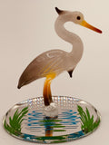 Heron Glass Figurine | Handcrafted Coastal Bird Decor for Ocean and Nature Lovers