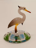 Heron Glass Figurine | Handcrafted Coastal Bird Decor for Ocean and Nature Lovers