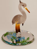 Heron Glass Figurine | Handcrafted Coastal Bird Decor for Ocean and Nature Lovers