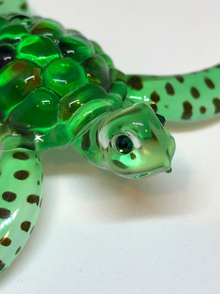 Sea Turtle Figurine, Handcrafted Glass Green Turtle, Crystals Turtle, Gift for Him/Her, Mom, Home Decor