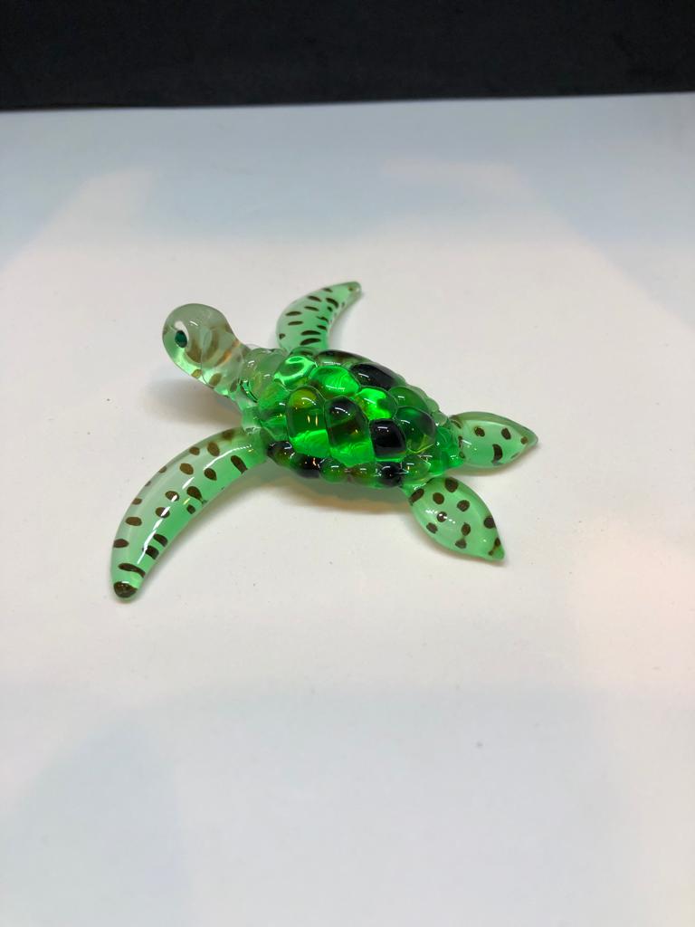 Sea Turtle Figurine, Handcrafted Glass Green Turtle, Crystals Turtle, Gift for Him/Her, Mom, Home Decor