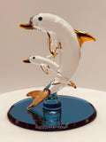 Dolphin and Baby Glass Figurine | Ocean Display Nature Décor