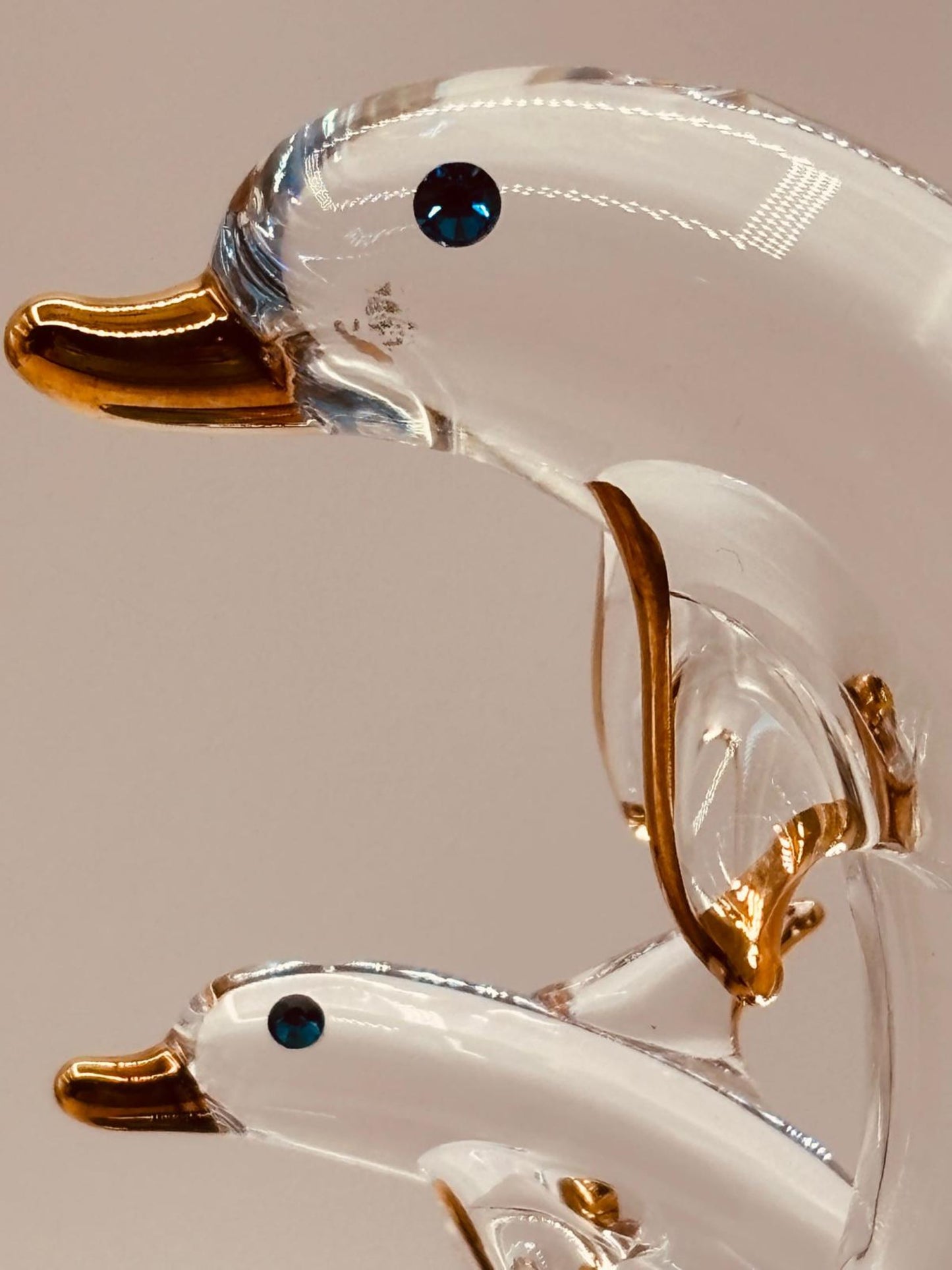 Dolphin and Baby Glass Figurine | Ocean Display Nature Décor