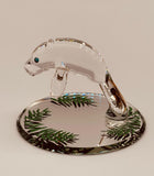 Manatee Glass Figurine | Handcrafted Coastal Ocean Decor with Crystal and Gold Accents
