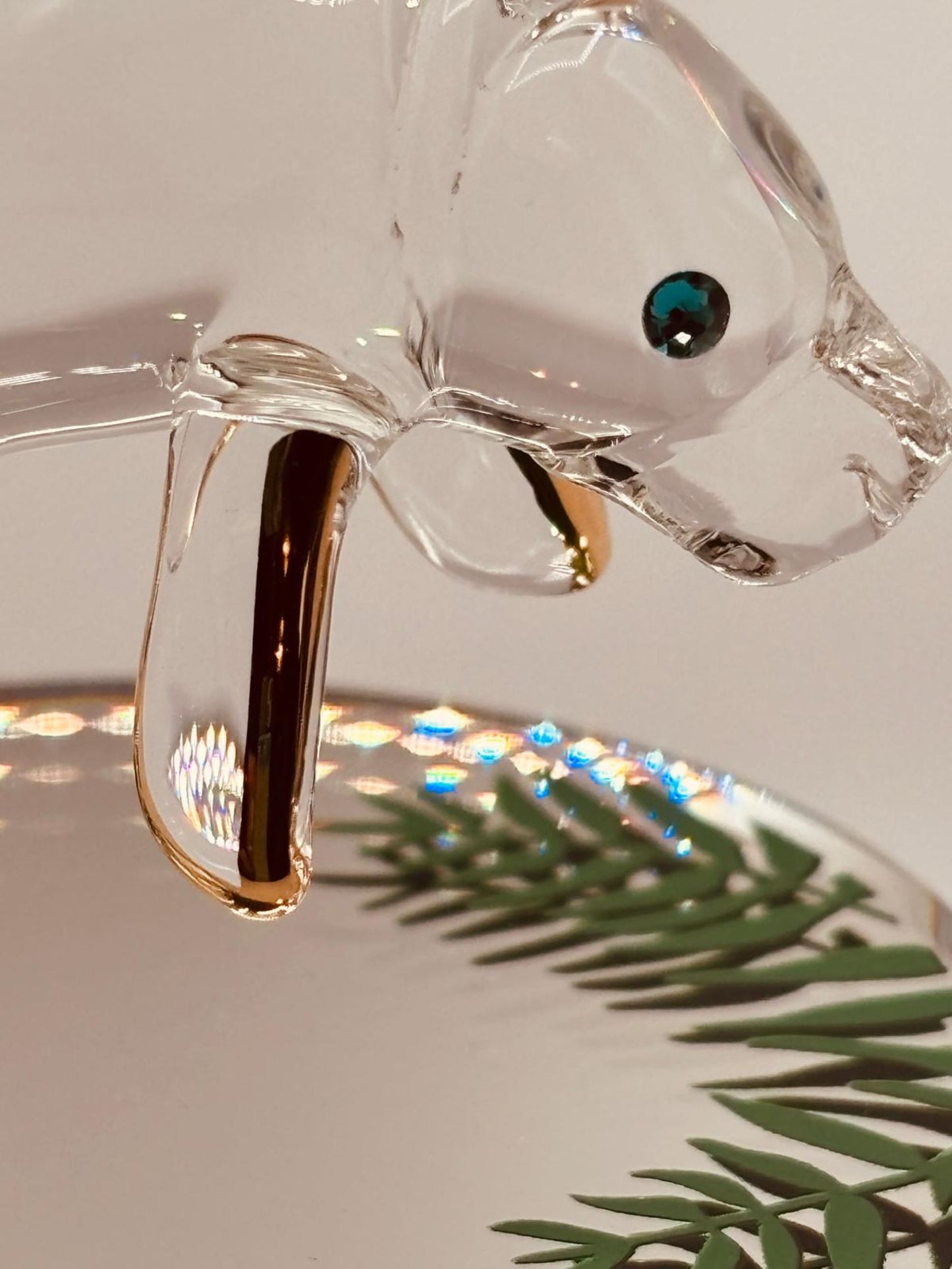 Manatee Glass Figurine | Handcrafted Coastal Ocean Decor with Crystal and Gold Accents
