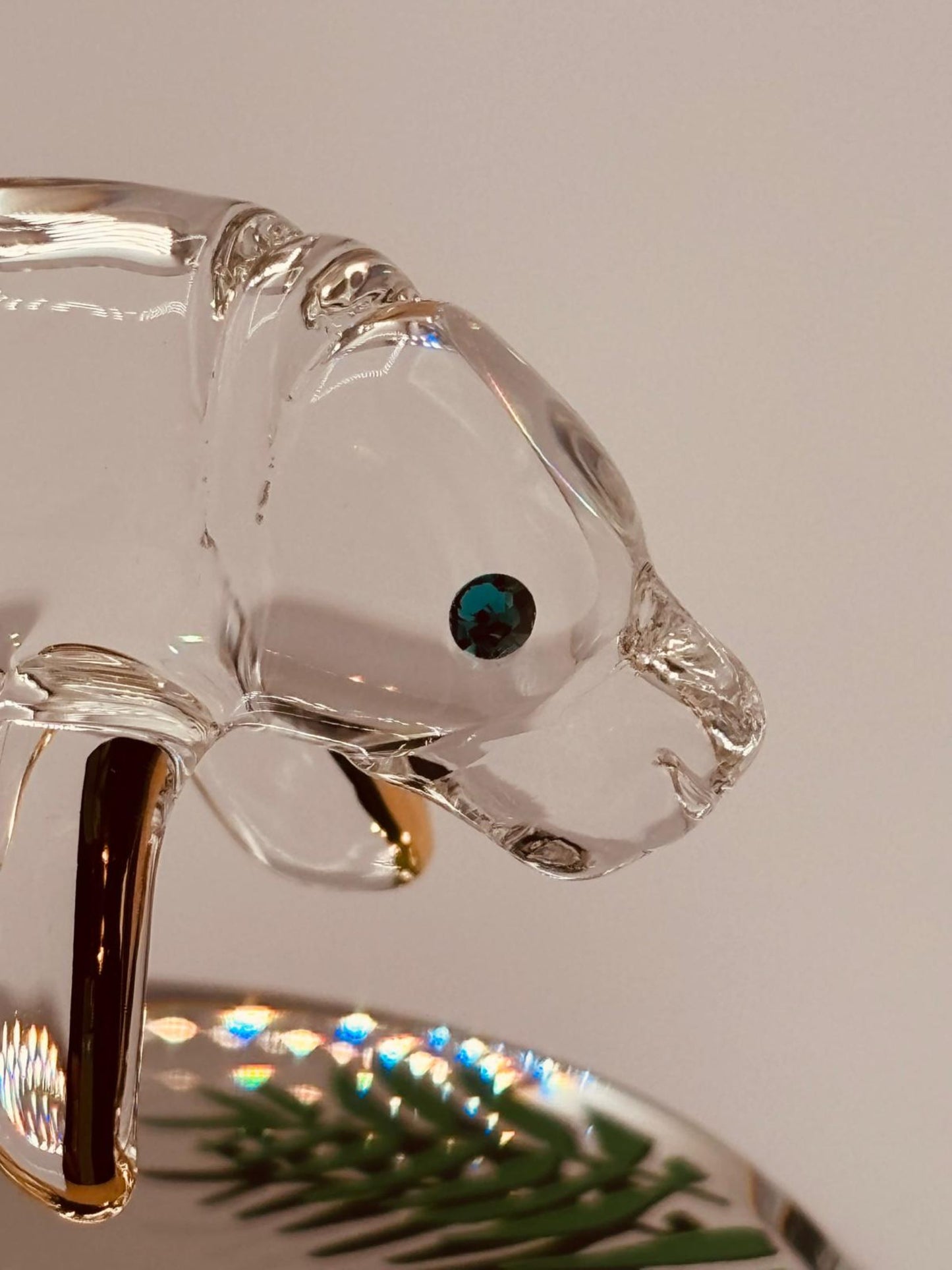 Manatee Glass Figurine | Handcrafted Coastal Ocean Decor with Crystal and Gold Accents