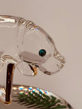 Manatee Glass Figurine | Handcrafted Coastal Ocean Decor with Crystal and Gold Accents