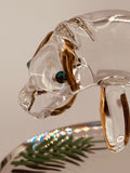 Manatee Glass Figurine | Handcrafted Coastal Ocean Decor with Crystal and Gold Accents