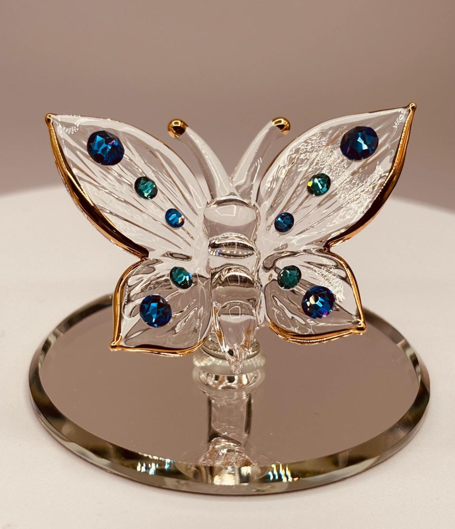 Butterfly with Blue Crystals Figurine | Glass Butterfly Décor Gift